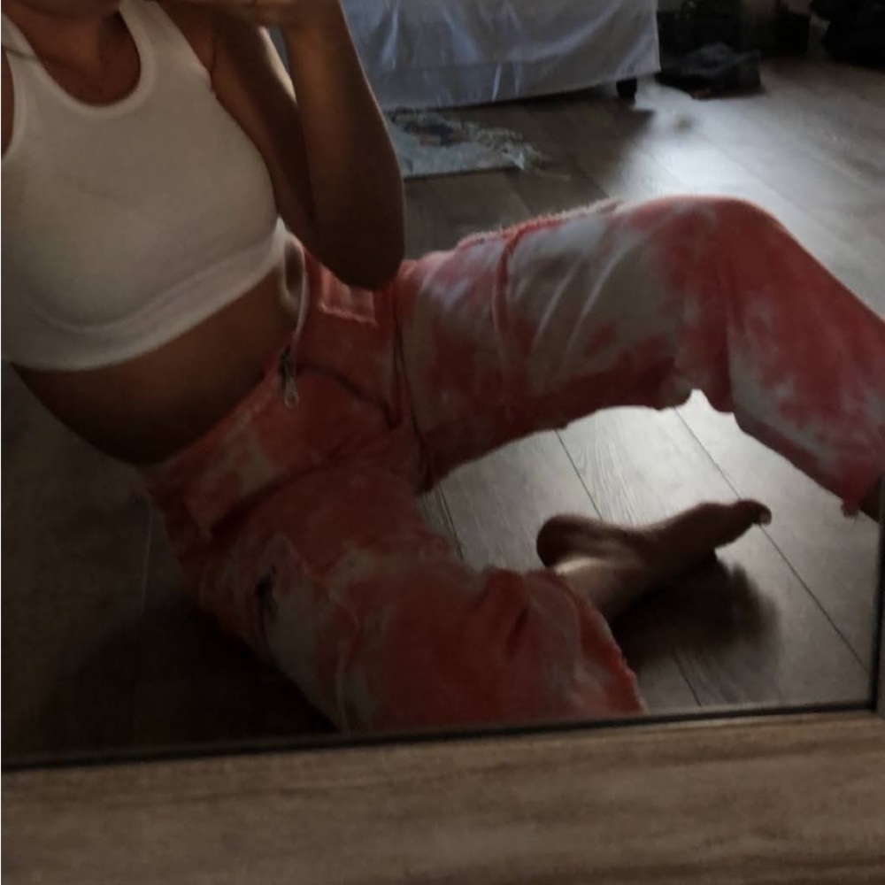 THE RAGGED PRIEST Tie dye wide leg high rise pants